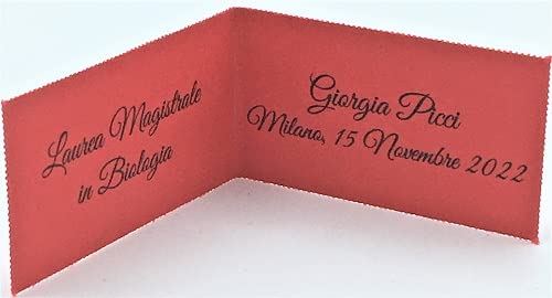 Le Gemme Di Venezia Bigliettini Bomboniera Laurea Rosso Stampa Personalizzata Omaggio (Pezzi 200)