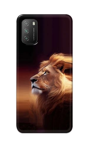 Image of PRINTFIDAA Printed Hard Back Cover Case for Mi Poco M3 Back Cover (Danger Lion) -112