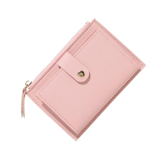 2 Pcs Women Wallets Leather Female Purse Mini Solid Multi-Cards Holder Coin Short Wallets Slim Small Wallet Zipper Hasp Coin Purse(Pink)