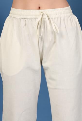 Image of Pistaa's Women's Pure Cotton Regular Hem Design Solid Palazzos