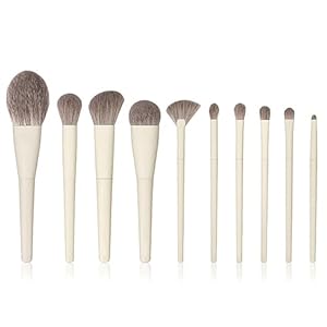 MADALIAN 10pcs Makeup Brush Set Soft Fiber Brush Hair Loose Powder Foundation Blush Highlighter Brush Beauty Tools