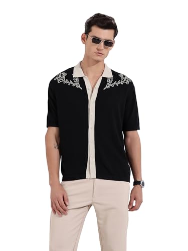 Chemise surdimensionnée homme noire The Indian Garage Co en maille plate taille S