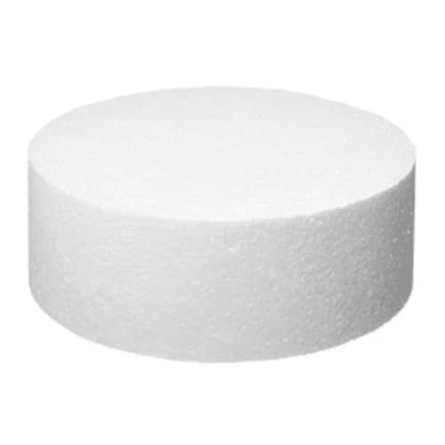 Image of OMKRAFT Round Cake Dummy 8 x 4 Inch | High Density Foam Cake Base for Cake Decoration, Practice & Display | Reusable Dummy Cake for Bakers | Pack of 1