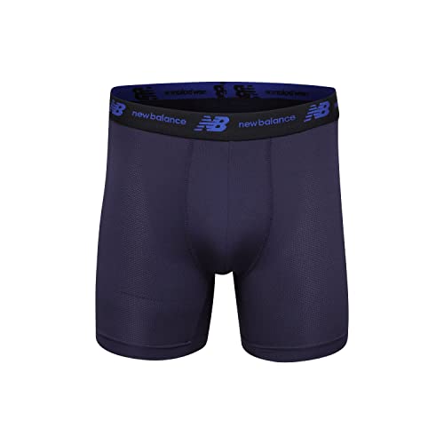 New Balance Men's Mesh 5" No Fly Boxer Brief, Athletic Compression Underwear (3-Pack), Lead/Team Navy/Black, Medium3