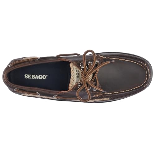 Image of Sebago Clovehitch II FGL Waxed Lace Up Moccasins - 100% Leather, Low-Cut Design with Water-Resistant Finish & Breathable Mesh Lining