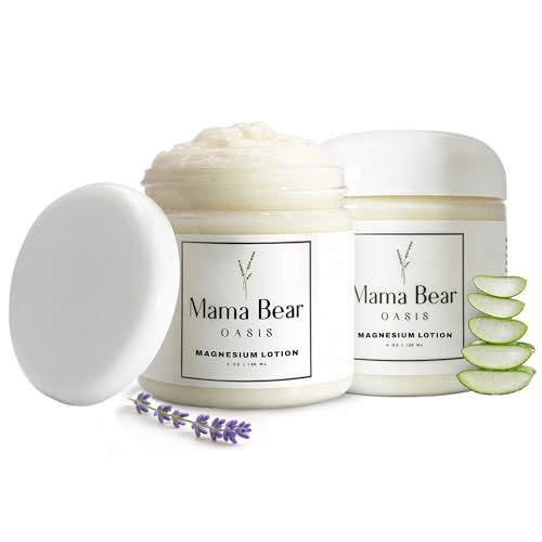 Mama Bear Oasis Lotion - Magnesium Cream - Lavender Magnesium Lotion for Foot Hands Legs Toes Includes Arnica Vitamin B6 Aloe Vera MSM (Pack of 2)