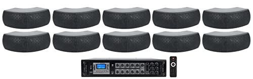 Image of Rockville RCS350-6 350 Watt 6 Zone 70v Commercial/Restaurant Amplifier/Bluetooth Bundle with (10) Rockville Wet-D4 Black Dual 4" Indoor/Outdoor Commercial/Restaurant 70V Speaker