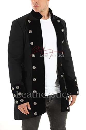Handmade Velvet and Cotton Goth Jacket Men-Steampunk Mens Clothes Pirate Coat-Goth Military Jacket RENEE2
