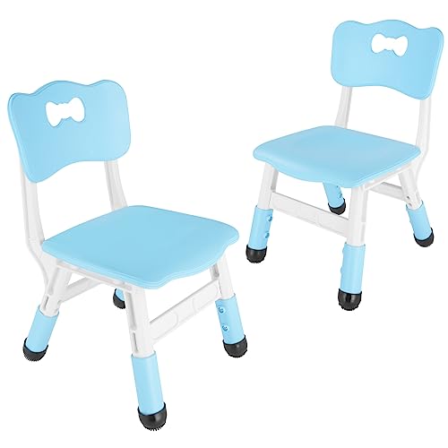 FUNLIO Adjustable Kids Chair (2pcs), 3 Level Height Adjustable Toddler Chair for Ages 3-8, Sturdy Child Chair with Maximum Bearing 220lbs, for Classrooms/Daycares/Homes, CPC & CE Approved - Blue