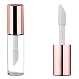 Wholesale Rose Gold Clear Mini Plastic Empty Lip Gloss Tube Makeup Lip Balm Bottle Container With Rubber Inserts （12PCS）