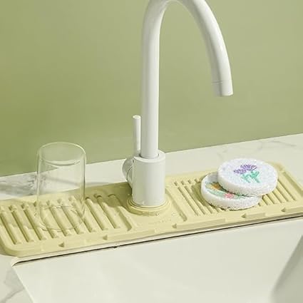 ZAKOFOL Kitchen Faucet Sink Splash Guard, Silicone Faucet Water Catcher Mat Sink Draining Pad Behind Faucet, Rubber Drying Mat for Kitchen & Bathroom Countertop Protect Pack of 1-image-10