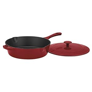 Cuisinart Chef’s Classic Enameled Cast Iron 12-Inch Chicken Fryer with Cover, Cardinal Red