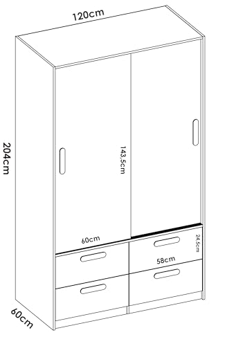 DEKIT GRUPO RIMOBEL SLIDE - Armario de dos puertas correderas y cuatro cajones - BLANCO / NATURAL - 204 x 120 x 160 - imagen 3