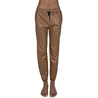 JOPHY & CO. Pantalón de mujer de piel sintética ancha cómoda con bolsillos y cordones (cód. 9827), cuero, XL