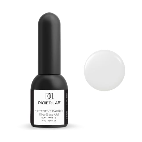 DIDIER LAB Base in fibra di alta qualità, colore bianco morbido, base coat gel UV LED, lunga durata, con vitamine e minerali, rinforza le unghie fragili e deboli, 10,1 ml