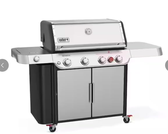 Image of Genesis S-435 4-Burner Propane Gas Grill in Stainless Steel with Side Burner