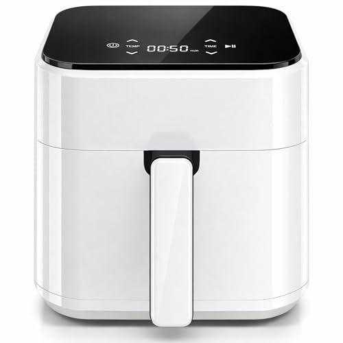 Simple Deluxe 8-in-1 Air Fryer 3 Qt, Digital Preset Airfryer with Overheat Protection and Auto Shut-Off, Nonstick and Dishwasher-Safe Basket for Fries, Bake, 60-Min Timer, Max 400°F, 800W, White