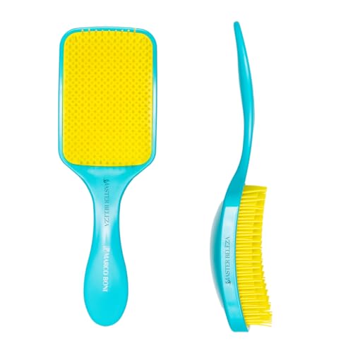Escova de Cabelo Raquete Profissional Linha Free Flex Azul - Escova Desembaraçante, Antiestática, Id