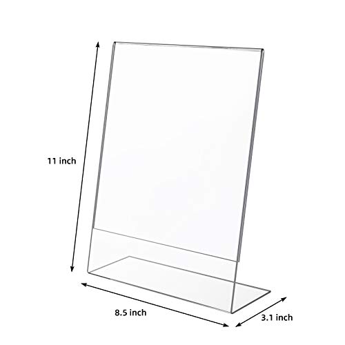 image for T-SIGN Acrylic Sign Holder 8.5 x 11 Slant Back, Clear Plastic Table To