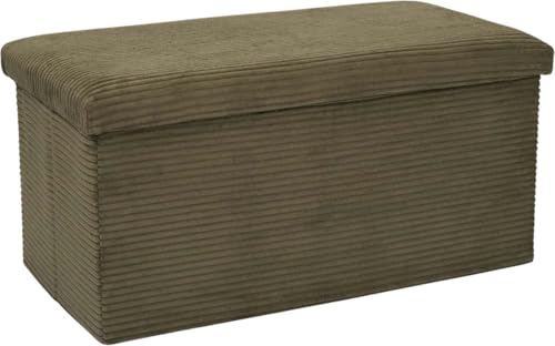 HOME DECO FACTORY - HD0535 Coffre Banc Pliable Côtelé - Design Élégant et Multifonctionnel - Rangement Pratique - Confort d'Assise - 76x38x38 cm - Vert