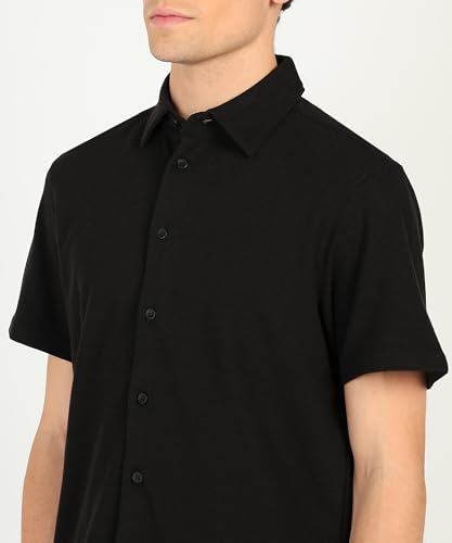 Image of Alan Jones Clothing Men's Waffle Knit Shirt | Casual Relaxed Fit Short Sleeve Button Down | Textured Cotton Blend Shirt
