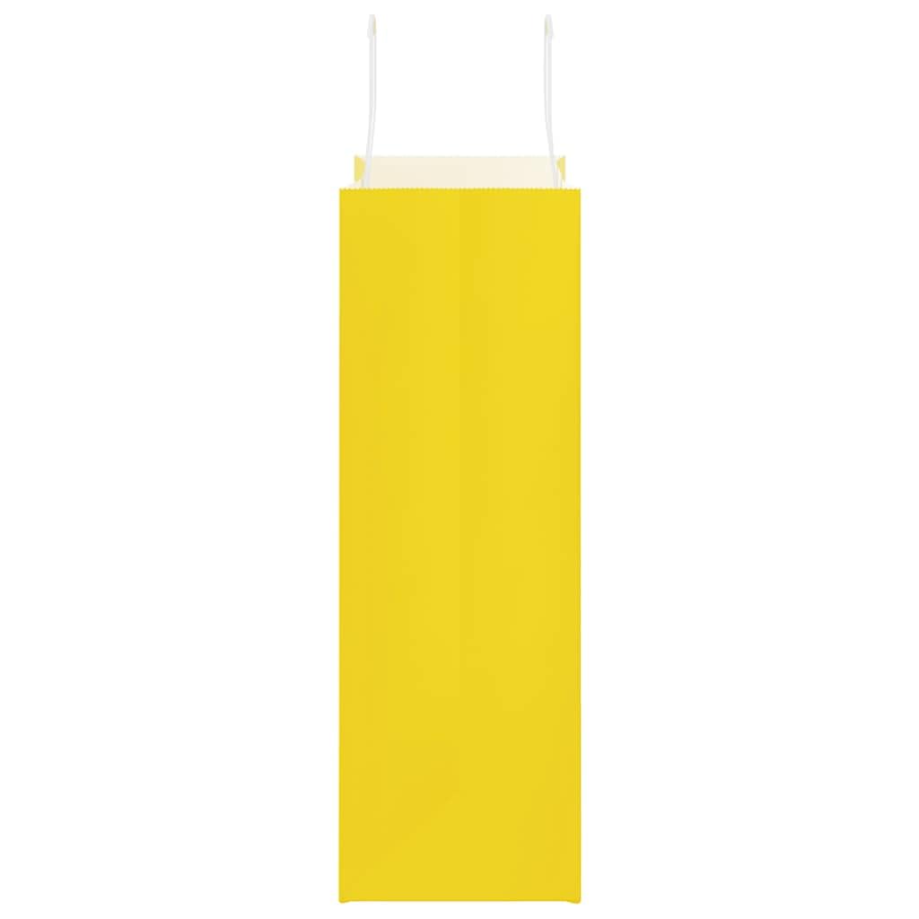 vidaXL Sacs en papier 50 pcs avec poignées jaune 26x12x35 cm, sac en papier, sac cadeau en papier, sac cadeau en papier, sac