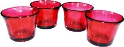Image of Glass Votive Tealight Candle Holder for Home Decor Corporate Gifts for Office Diwali Decorations for Home (Set of 6) (A-Red)