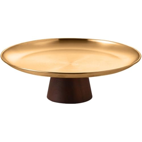 Lpitoy Alzata per Torta con Piede in Acciaio Inossidabile Piatto Dessert Rotondo Vintage Piatto Portata per Snack con Biscotti alla Frutta, Espositore per Dessert per Decorazione della