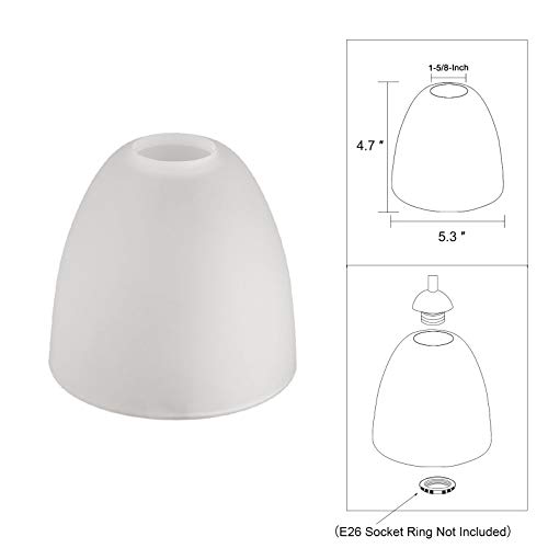 Image of Giluta Bell Shaped Glass Shade Frosted Style Glass Shades Replacement for Ceiling Fan Light Wall Light and Pendant, Lipless with 1-5 /8 inch Fitter Opening, 3 Pack