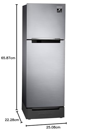 Image of Samsung 253 L 3 Star Inverter Frost-Free Double Door Refrigerator Appliance (RT28T3123SL /HL, EZ Clean Steel(Silver, Base Stand with Drawer, 2022 Model)