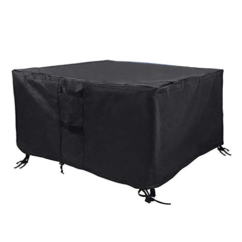 GFTIME Fire Pit Cover, Waterproof 600D Heavy Duty Square Patio Firepit Table Cover with Weather Resistant, Outdoor Garden Patio Heater Cover, Black (36 Inch/91CM, Square)
