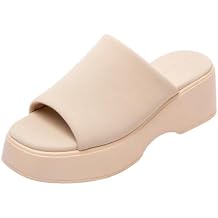 TruFox Womens Platform Sandals Wedge Slides Open Toe Comfort Padded Band Slip On