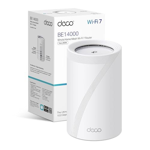 TP-Link Deco BE68 BE14000 Tri-Band 7 Router,AI Roaming Router,Mesh System with MLO,Gigabit Ports,Extender Booster,VPN Encryption WiFi Booster,APP Control,Google Home,Alexa BE14000 WiFi 7