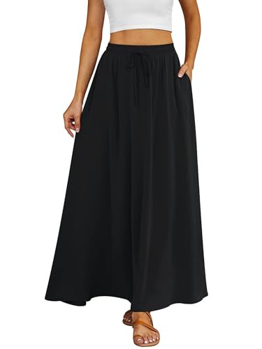 Tapata Women's Extra Long Maxi Skirts for Tall/Petite with Pockets Pleated A-Line Summer Flowy Skirt Casual Beach Wear2
