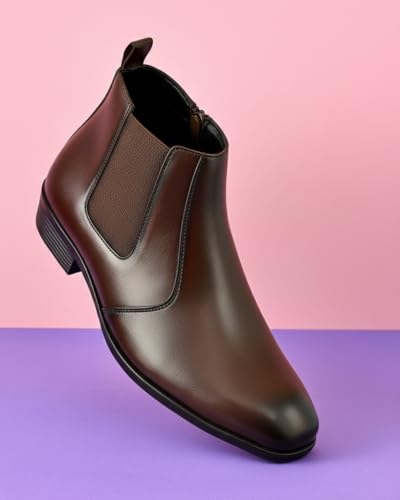 Image of Sleek Toe Chelsea Boots for Men with Side Zip, Classic Office Party Casual Wear, Smooth Finish, Comfortable Fit & Durable Sole for Everyday Styling