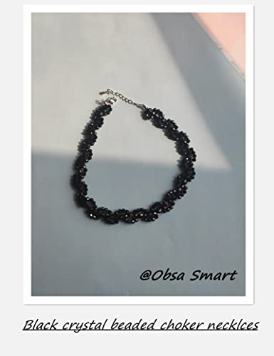 Obsa Smart Women's Fashion Black Choker Necklaces Crystal Necklaces Beaded Necklaces Wave Handmade Statement Dainty Necklaces(Wave) #TOP5