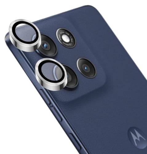 Image of ZARALA Camera Lens Frame Glass Compatible with Motorola G86 Power 5G Tempered Glass Aluminum Alloy Frame Individual Camera Lens Protector Cover Silver