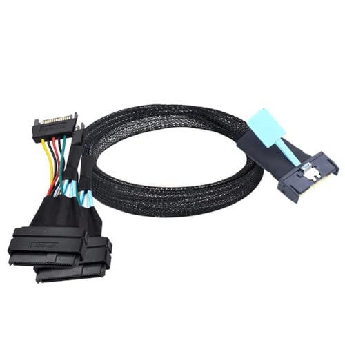 Bannik スリムライン SAS MCIO 8i 74P からデュアル SFF 8639 まで、15P オス電源データ ケーブル付き、サーバー アダプター ケーブル 0.8m