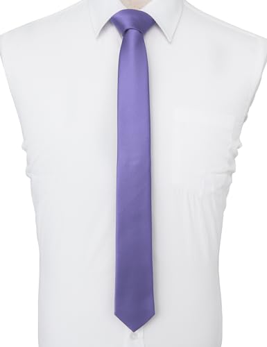 Image of JEMYGINS 2.4 inch Solid Color Skinny Tie Slim Necktie for Men