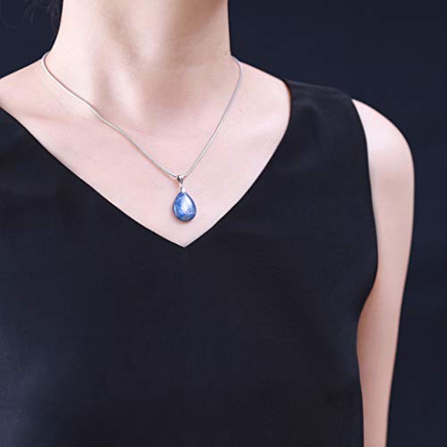 Stainless Steel Teardrop Healing Crystal Necklace2