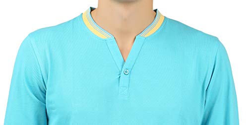 Image of Zebu Men's Full Sleeve Cotton Henley Neck Tshirt with bio wash (Pack of 1).