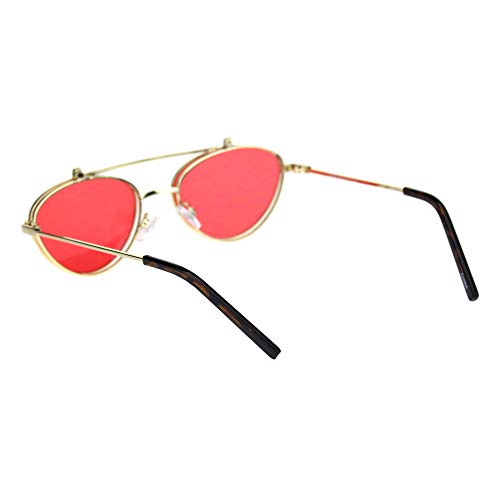 PASTL Flip Up Sunglasses Rounded Triangular Metal Frame Clear Glasses Under4