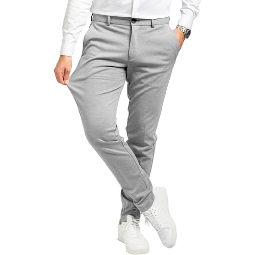 Performance Pants Herren Hellgrau (Größe 32W/32L) - Stilvolle Herren Hosen Stretch - Chino Hose Stretch - Stilvolle Anzughose - Modische Praktische Männer Hosen für Business & Freizeit