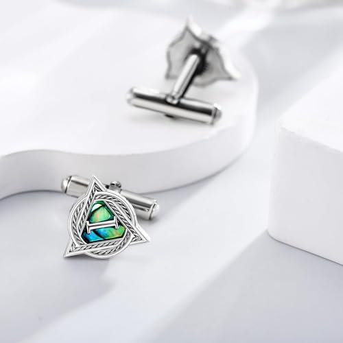 Therian Cufflinks for Men Sterling Silver Abalone Shell Theria Cuff Links Celtic Knot Therian Mother's Day Jewelry for Father Husband(Only One)3