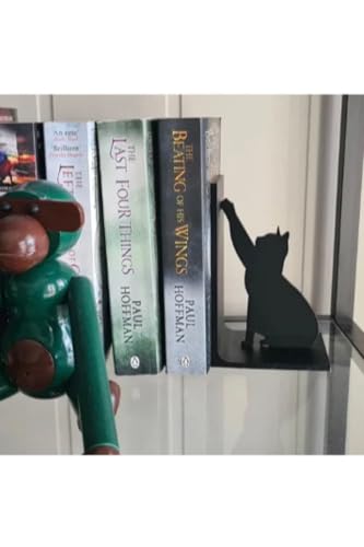 Kara Kedi Figürlü Dekoratif Kitap Tutucu, Kitap Desteği, Kedili Kitaplık Süsü, Kitap Standı, dlckv33