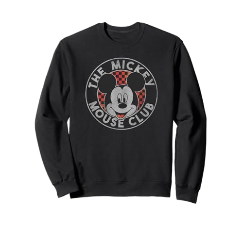 Sweatshirt Disney Mickey Mouse imprimé damier rétro col rond