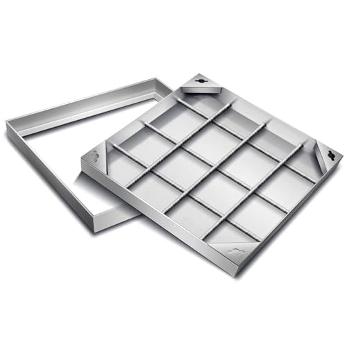 Cubierta de boca de acero inoxidable 304, tapa cuadrada para lavabo de aguas residuales para jardín, pavimento, césped, entrada empotrada, acceso al tanque séptico