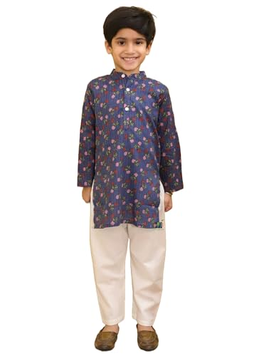 Indian Kids Wear Cotton Fabric Boy's Printed Kurta Payjama Set 12709