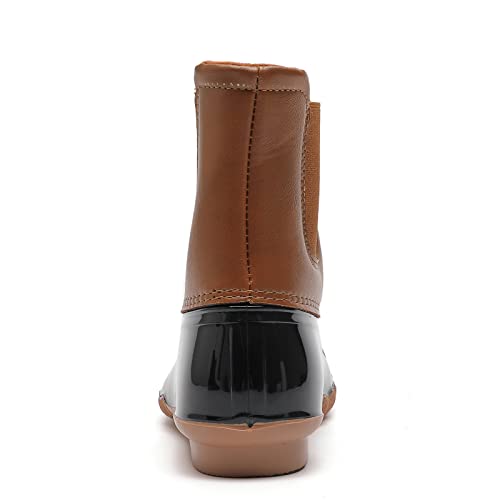 Memon Womens Duck Boots Mid Calf Snow Boots Waterproof Ankle Boots Rain Boots For Women Slip On Flat Duck Shoes(Me22010-Brown-39) #TOP5