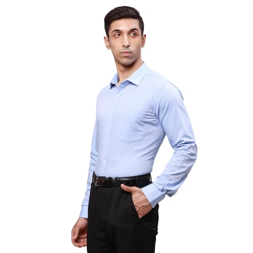 Image of Park Avenue Men's Pure Cotton Structure Pattern Slim Fit Semi Cutaway Collar Full Sleeve Formal Shirt
